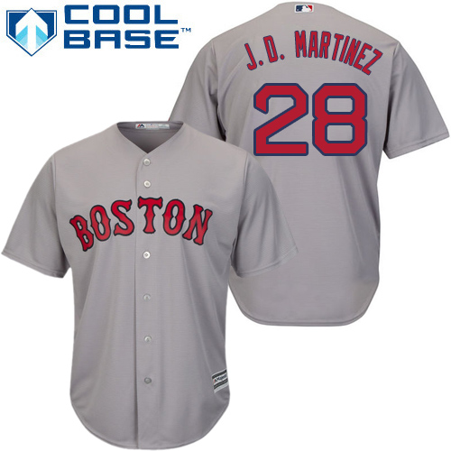 Red Sox #28 J. D. Martinez Grey Cool Base Stitched Youth MLB Jersey - Click Image to Close